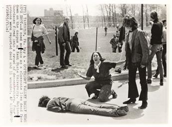 (KENT STATE SHOOTING) A collection of approximately 38 images on the subject of the anti-war protests at Kent State, including the Puli